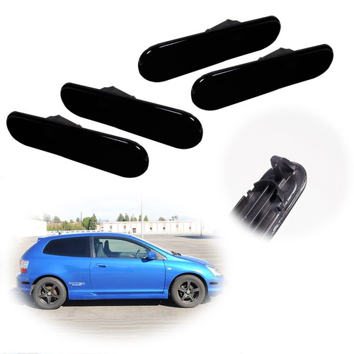 4PC Front + Rear Bumper Side Marker Lights Lens For 0205 Honda Civic