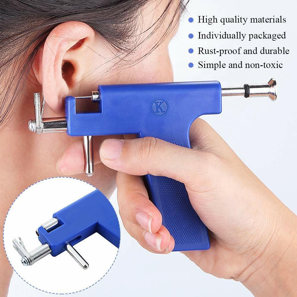 Professional Ear Piercing Gun Body Nose Navel Tool Kit Set Jewelry 98 Studs DIY