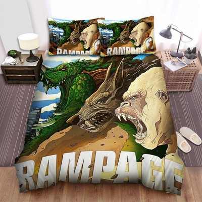Rampage 2018 Movie Fanart Wallpaper Quilt Duvet Cover Set Super King Soft Double