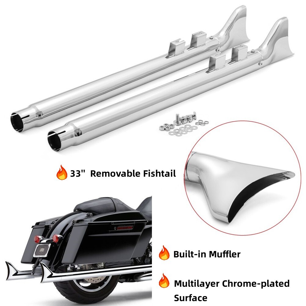 dip × BEAMS PLUS   MA-1 Long Fish Tail Chrome True Duals w/33 in. Long Fishtail Mufflers For