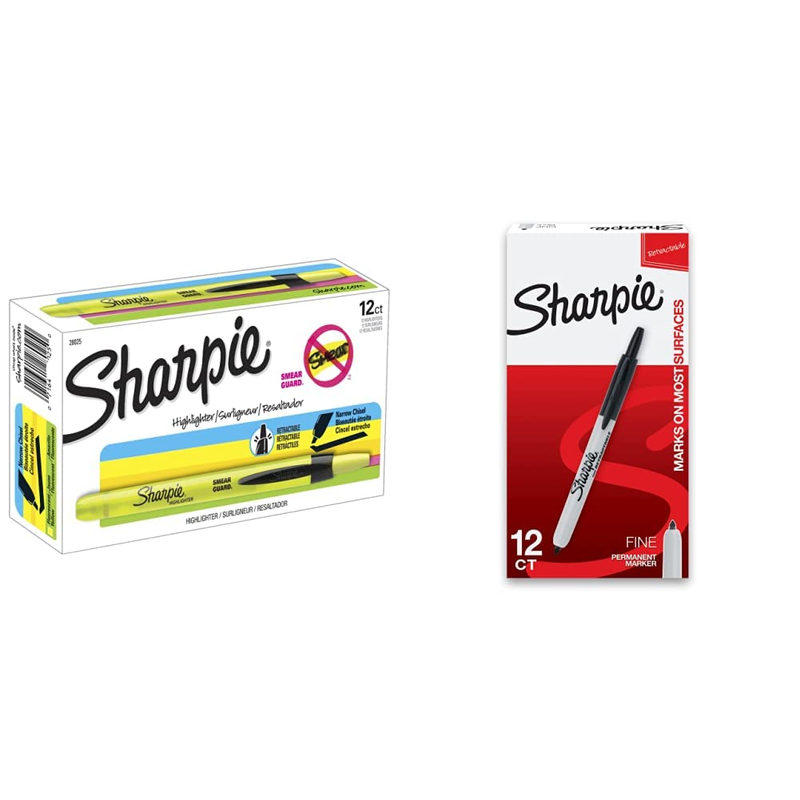 SHARPIE Retractable Highlighters, Chisel Tip, Fluorescent Ye