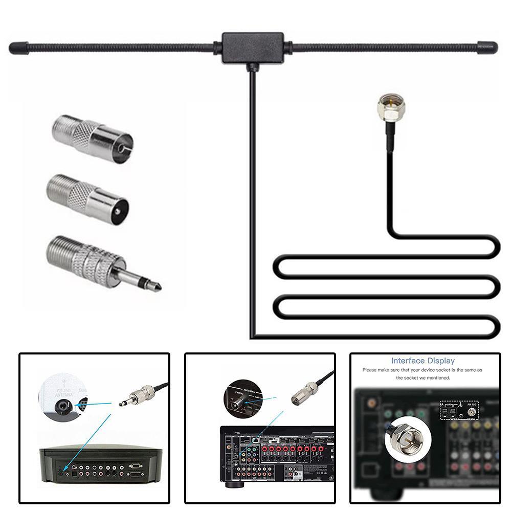 DAB FM Radio Antenna FM Dipole Aerial Audio Plug Connector for Stereo Receiver-