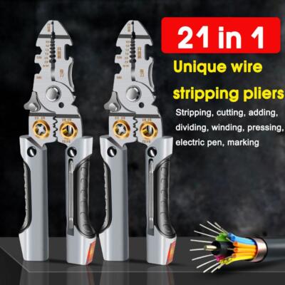 Electrician's Pliers, Multi-function Wire Stripper, 21-in-1 Stainless Steel