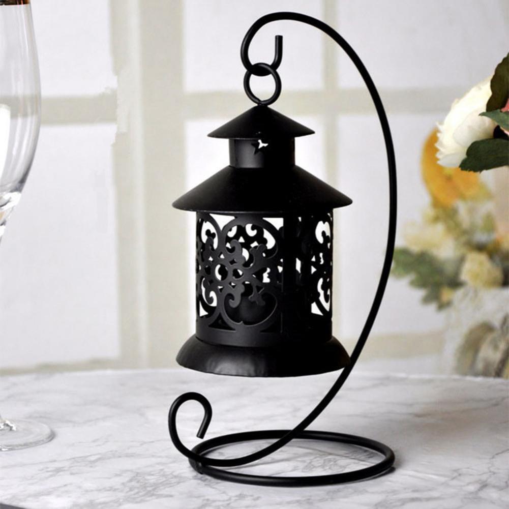 Hanging Bird Cage Wrought Iron Hollow Lantern Candlestick Home Room Decoration