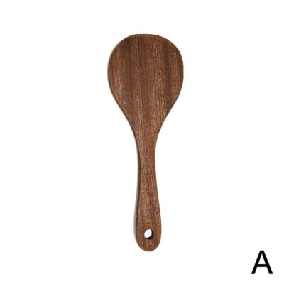 Ebony Wooden Kitchen Cooking Utensils Tools Spatula Turner Spoon X4U3