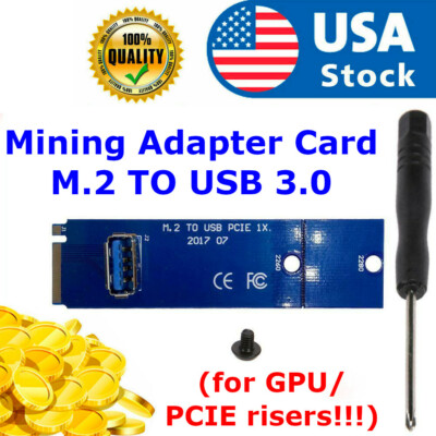 M.2 to PCI-E NGFF 4X Riser Card M2 Key M PCIe Adapter w/ LED Voltage GPU Mining