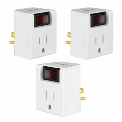 DEWENWILS 3 Pack Grounded Single Port Power Adapter Wall outlet On/Off Switch 