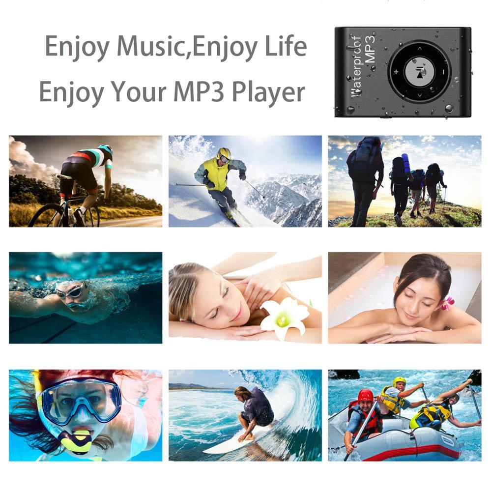 MP3 Player Portable Mini MP3 Player IPX8 Waterproof for Swimming Running Riding