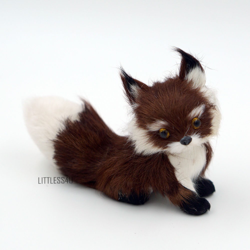 Small Fake Artificial Fox Realistic Imitation Furry Toy Home Decor Animal 13cm