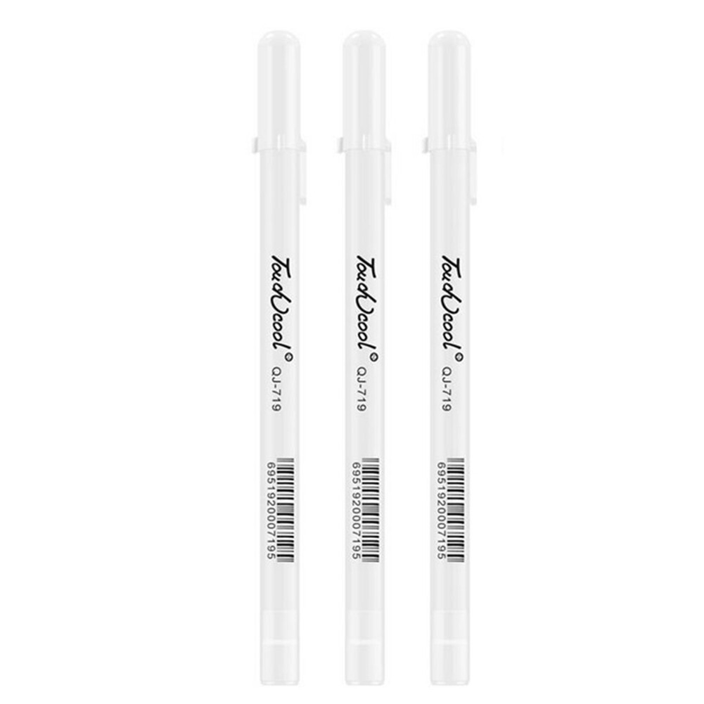 3Pack 0.8mm Fine F Tip White Gel Ink Marker Pen Drawing Art 