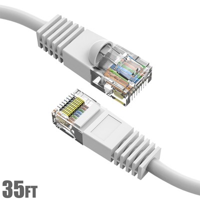 35FT Cat5E RJ45 Ethernet LAN Network UTP Patch Cable Snagless Gold 24AWG White
