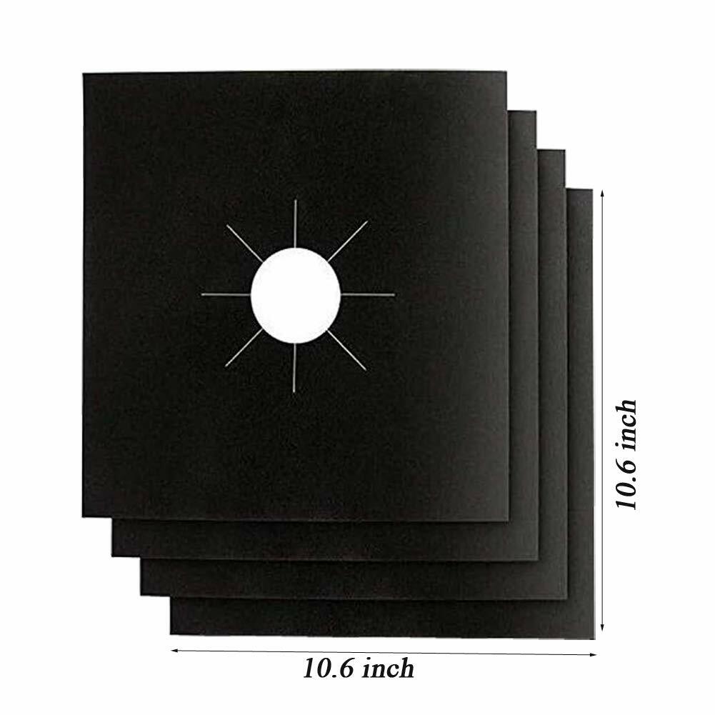 Stove Burner Covers Oven Liner Set Reusable Gas Range Protectors Covers Black US