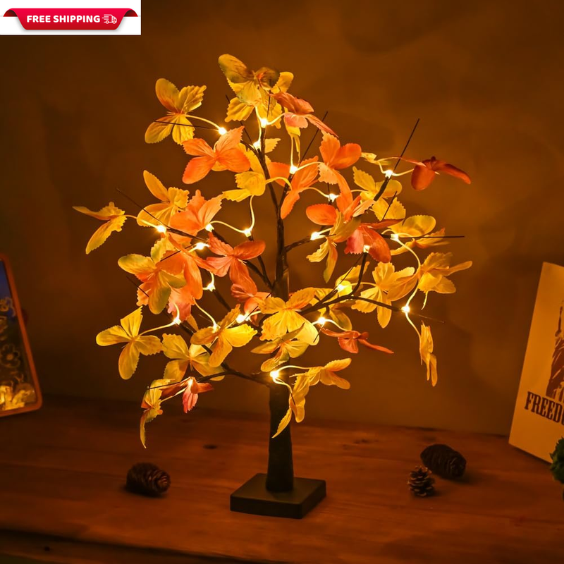 Butterfly Blossom Tree Light, 23Inch 24LED Lighted Tabletop Lamp, USB Powered Ar
