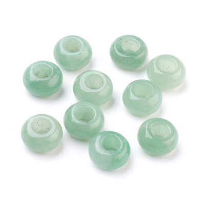 30pcs Natural Green Aventurine European Large Hole Rondelle Beads Spacer 14x8mm
