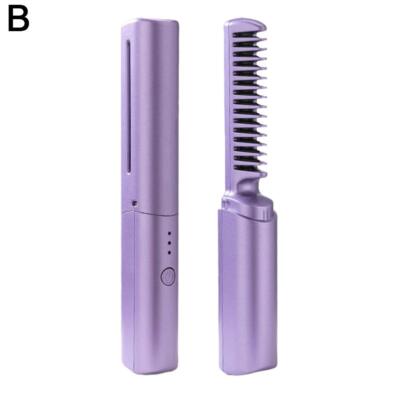 2 in 1 Wireless Hair Hot Comb Mini Usb Charging Straightener Fast Heat 