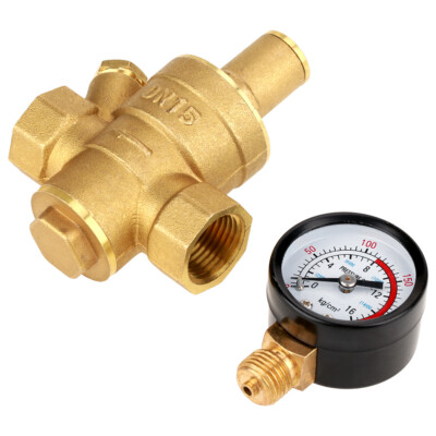 DN15 Adjustable Brass Water Pressure Regulator Reducer W/ Gauge Meter 232PSI US