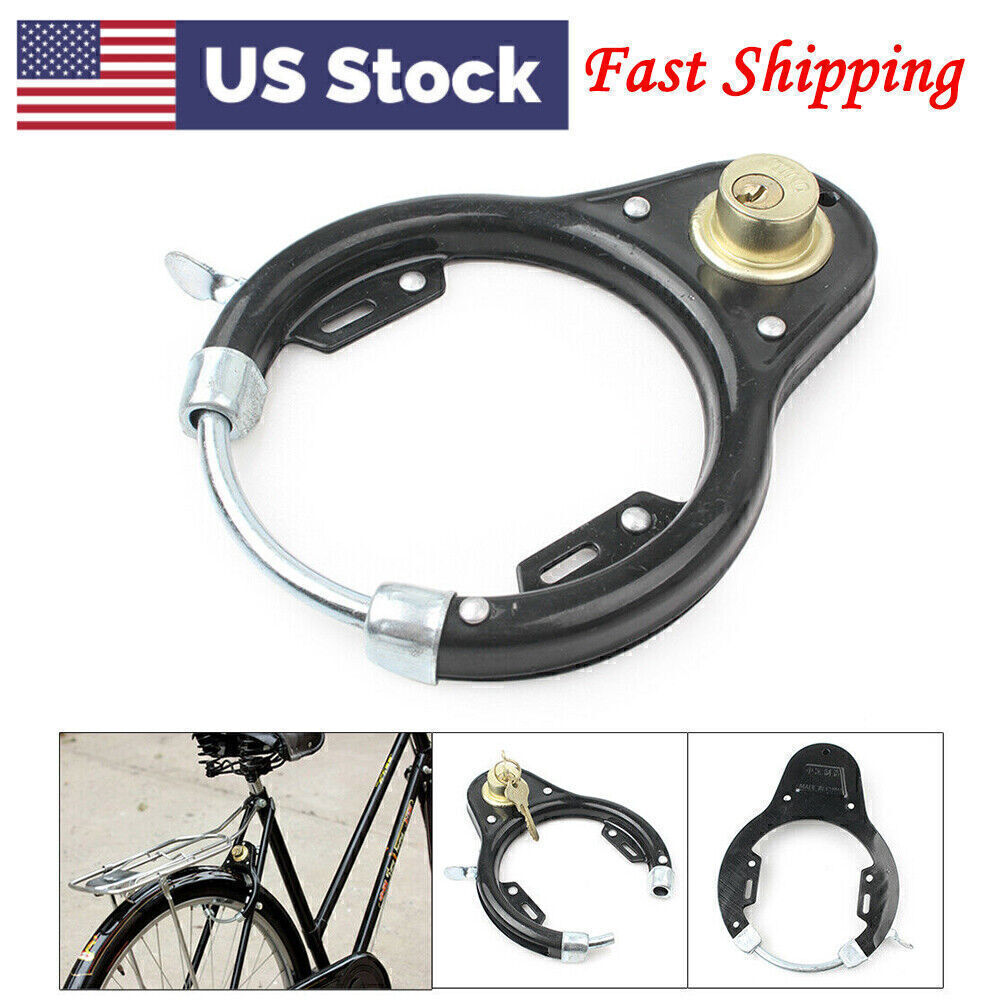 Vintage Lock Pad Lock Wheel Lock Set Iron Black W/2 Keys Cycling Bike Us
