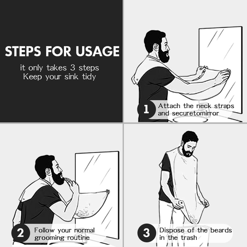 Beard Apron,Father's Day Gift Beard Bib for Shaving with 2 Suction Cups,Non-Stic