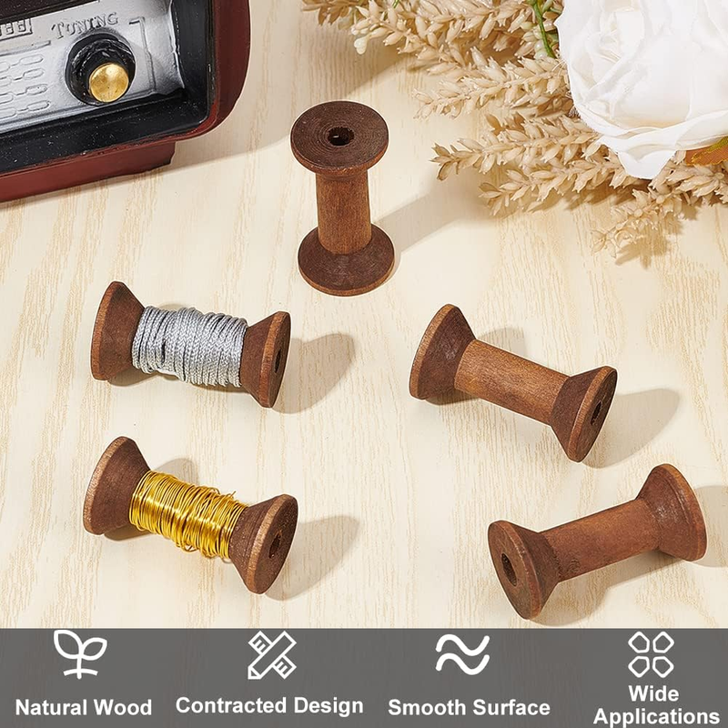 20Pcs Antique Wooden Empty Spools 1.57 Empty Thread Spools Wooden Ribbon Spool
