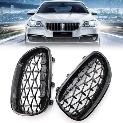 For BMW E60 2003-2009 5 Series Gloss Black Diamond Meteor Front Kidney Grill US