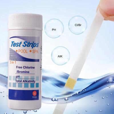 3 in 1 Pool Water Test Strips For Chlorine Dip Swimming Test Paper Pools PH I4V0