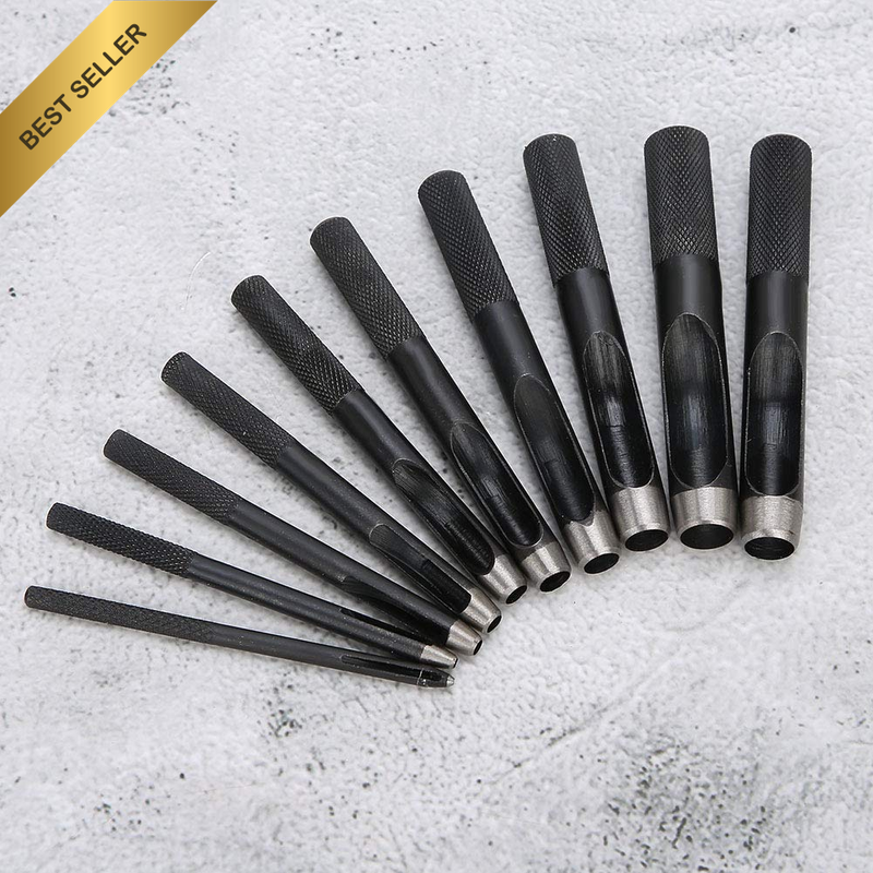 Leather Hole Punch Set, Heat Treated Carbon Steel Belt Hole Puncher Kit, 10PCS H