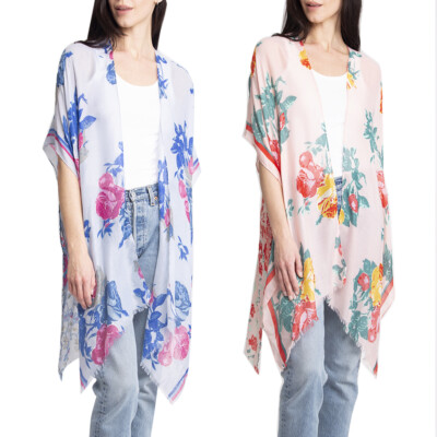 

Женское кимоно, летнее пляжное платье с цветочным принтом, прикрытие, легкий топ, пляжная одежда