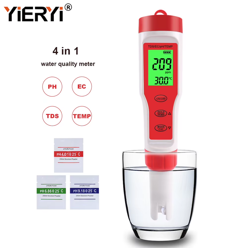 New TDS PH Meter PH/TDS/EC/Temperature Meter Digital Water Quality Monitor Teste