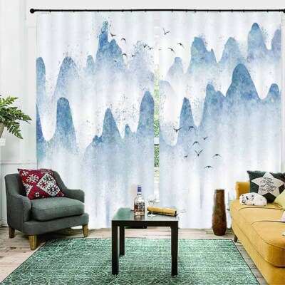 Brilliant Rest Hill 3D Curtain Blockout Photo Printing Curtains Drape Fabric