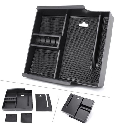 1x ABS Armrest Storage Box Holder For Toyota Alphard 2015 2016 2017 Black