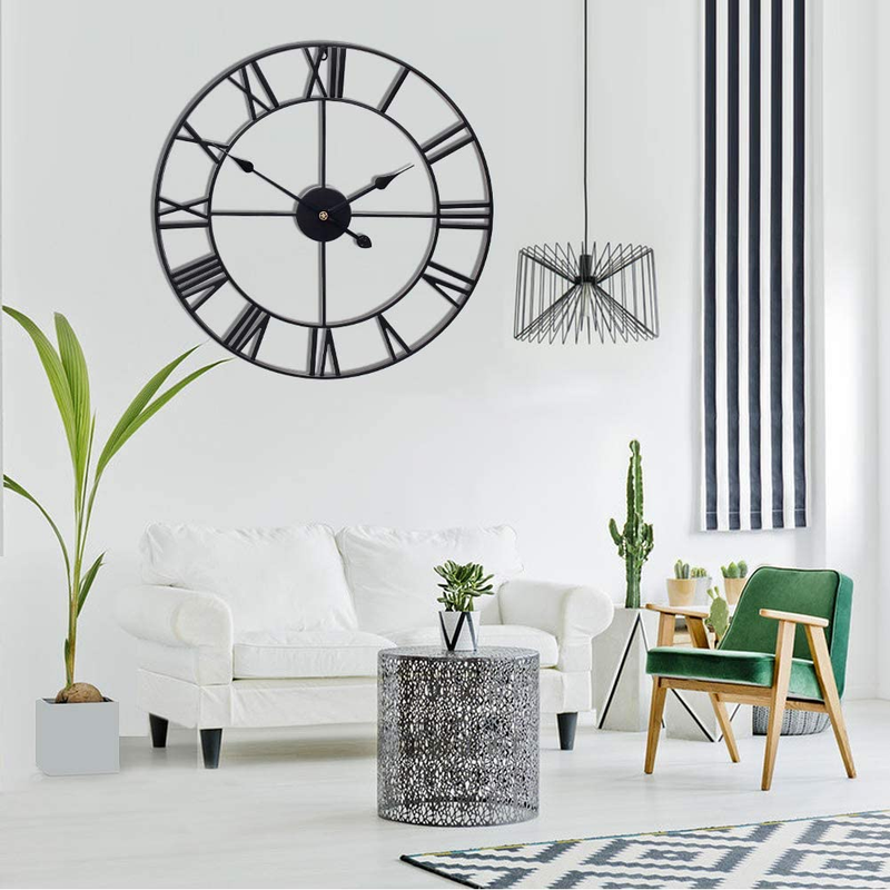 32 Inch Farmhouse Large Wall Clock European Retro Clock with Roman Numerals, Met