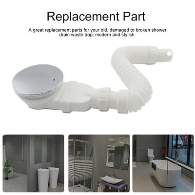 Low Profile With Hose High Flow Round 90mm Shower Waste Trap Side Drain Home