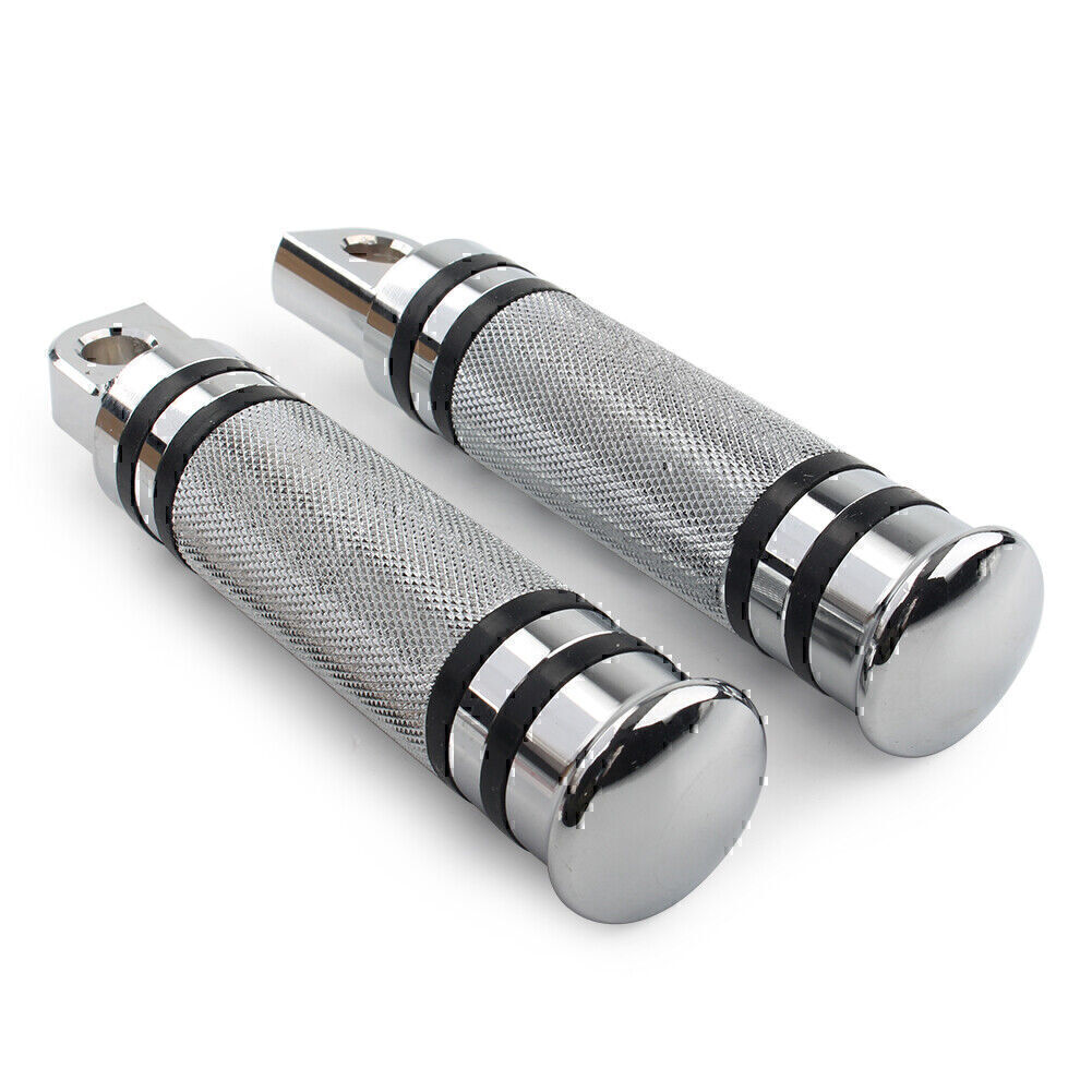 KEEPDSGN Passenger Motorcycle Foot Pegs – Chrome Dually Wing Pedals – 10mm Male Mount – For Harley