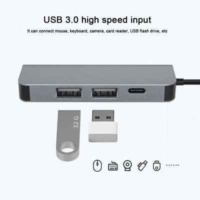 4 In 1 Docking Station TypeC Aluminum Alloy Multi-Port Card Reader Adapter