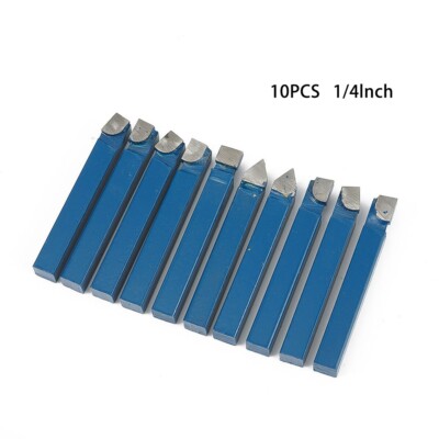 10pc 1/4inch Metal Lathe Tooling Carbide Tip Tipped Cutter Tool Bit Cutting Set