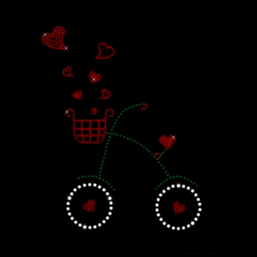 STRASS Motiv Nostalgie-Fahrrad Hotfix Verzierung für Wohnaccessoires Bügelbild 