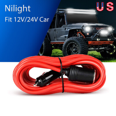 Nilight 14ft Extension Cord Cable Heavy Duty Charger w/ Cigarette Lighter Socket