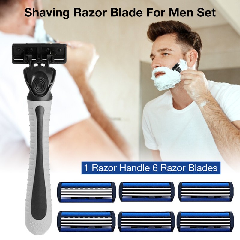 Men's Shave Trimmer Set 6x Razor Blades 1xRazor Handle Manua