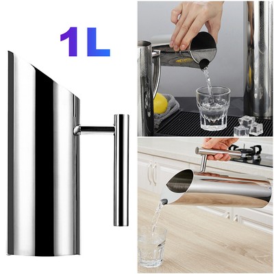 1L Pitcher Pot Stainless Steel Beer Jar Cold Water Kettle Wine Juice Water Jug