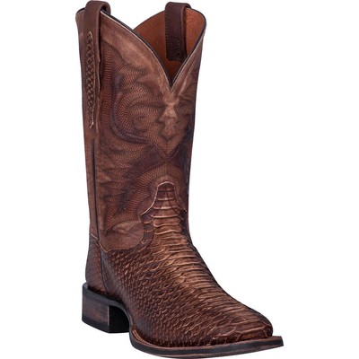 Pre-owned Dan Post Men's Ka Faux Python Print Saddle In Brown