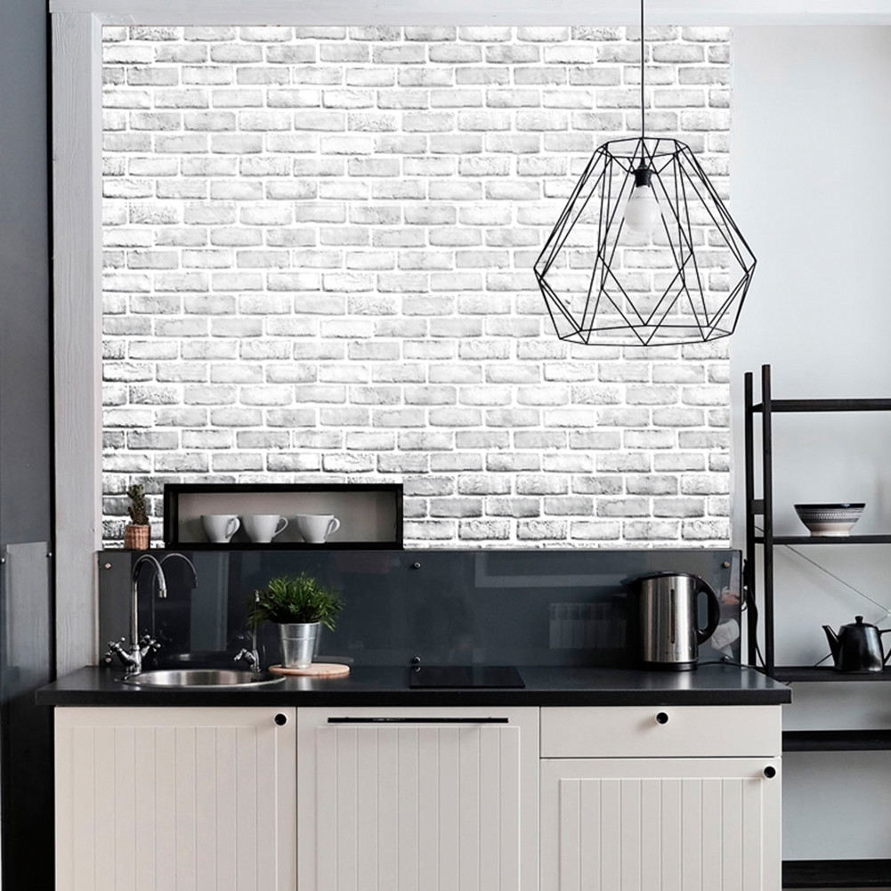 Peel Stick Faux White Brick Wallpaper White Grey Self Adhesive