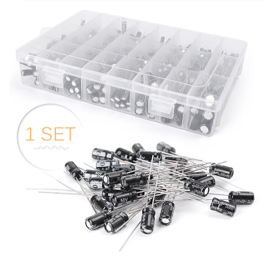 500x 0.1uF-1000uF Mixed 24 values Electrolytic Capacitors Assortment Kit Set