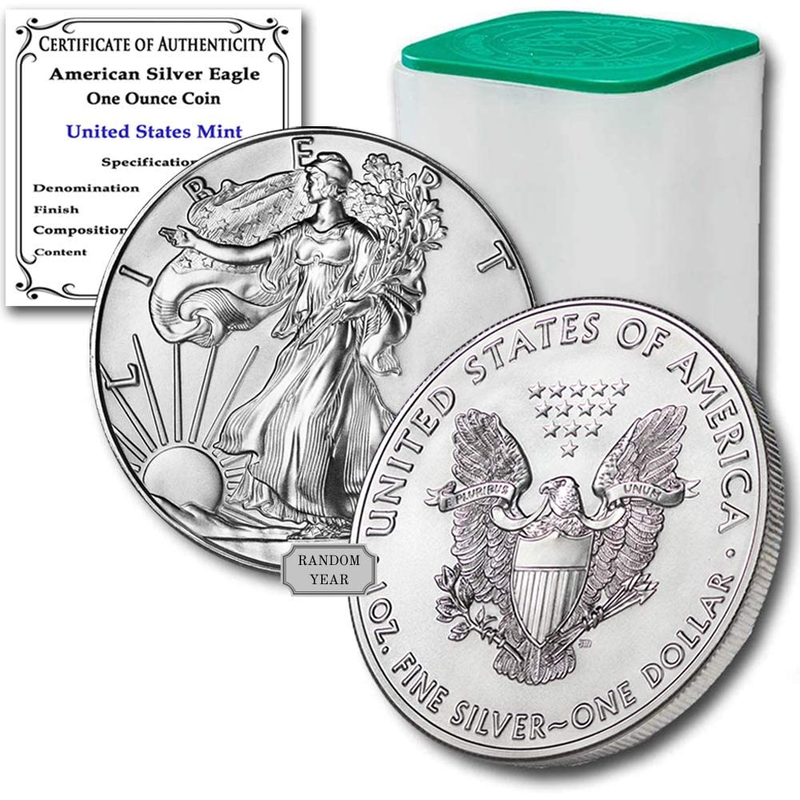 1986-2021 (Random Year) Lot of (10) 1 Oz American Silver Eagle Coins Brilliant