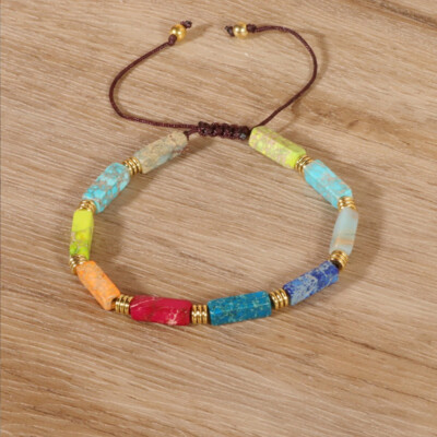Natural Stone Bead 7 Chakra Reiki Healing Energy Protection Unisex bracelet .