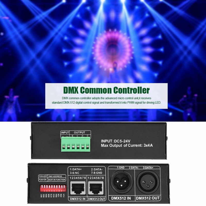 DMX512/1990 3 Channels Digital Control Signal For LED RGB Lamp Stage Bar Party