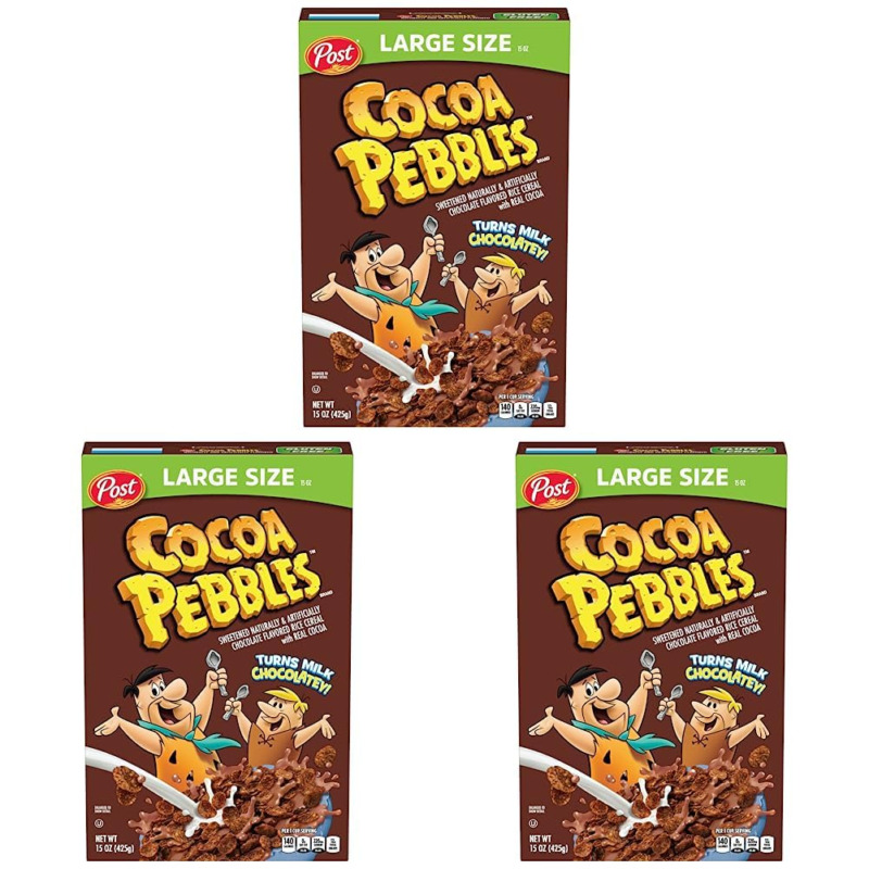 Post Cocoa Pebbles Cereal, 15 Oz (Pack of 3) Box  Fast Free Ship