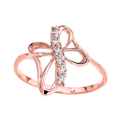 Pre-owned Fdj (yellow,rose,white) Gold Dainty Cubic Zirconia Modern Cross Ring In Yellow Gold