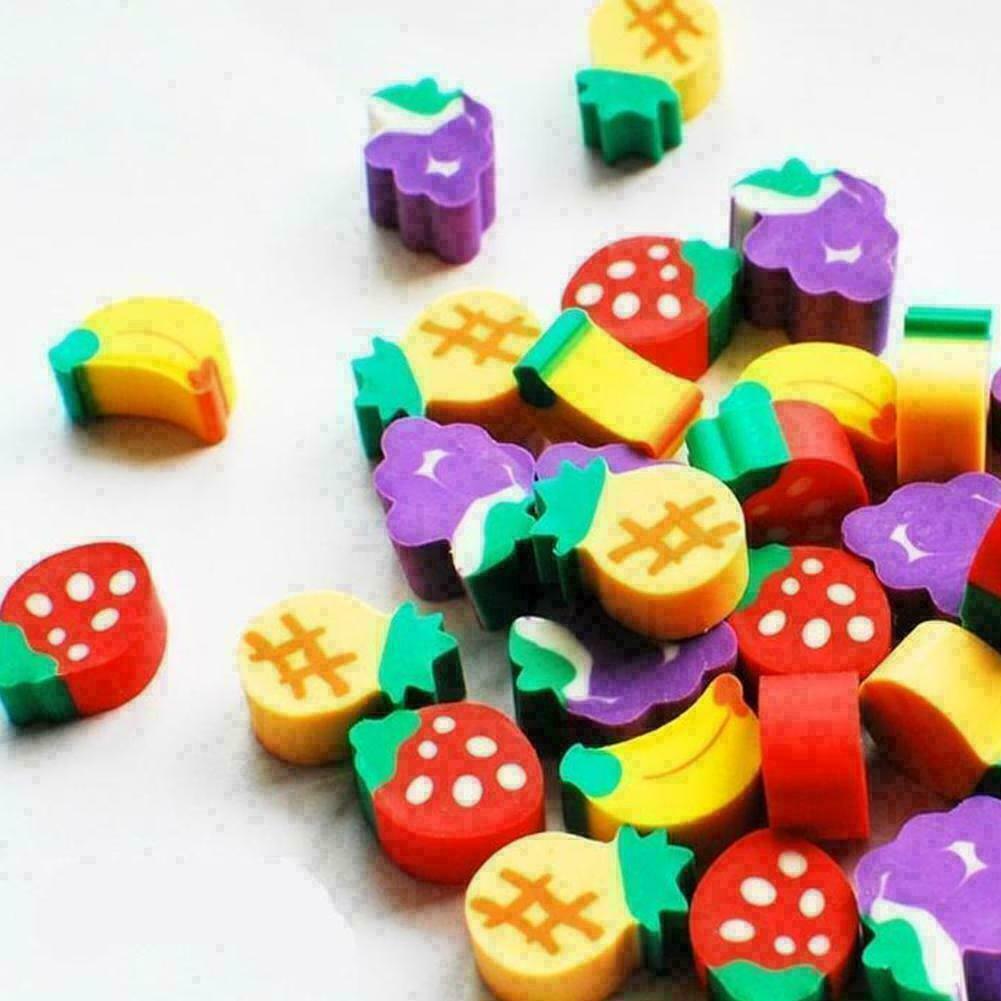 10Pcs Mini Fruit Shaped Rubber Pencil Eraser Novelty Stationery Gift Children
