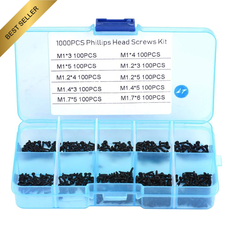 1000Pcs Self-Tapping Screws M1 M1.2 M1.4 M1.7 Stainless Steel Small Phillips Rou