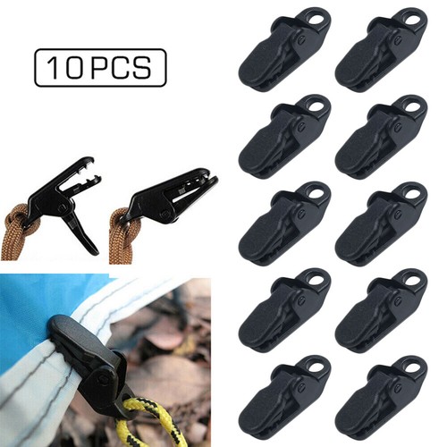10pc Awning Tarp Clamp Set Tent Clips Hangers Survival Emergency Grommet